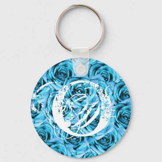 Monogram Letter of Ice Blue Rozen Sleutelhanger (Voorkant)