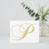 Monogram Letter P Golden Single Briefkaart (Staand voorkant)