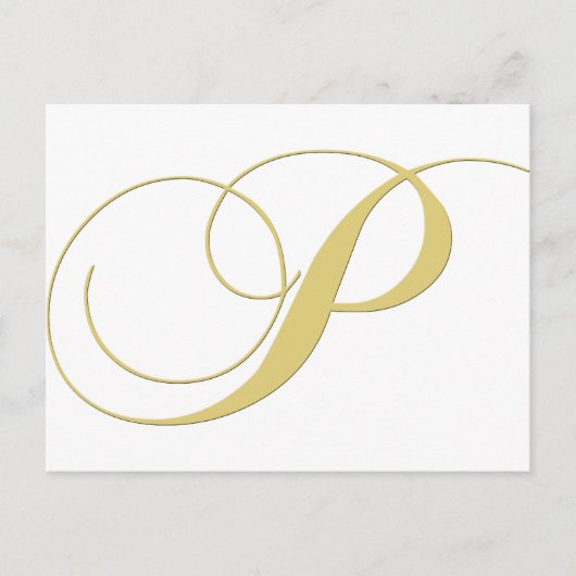 Monogram Letter P Golden Single Briefkaart (Voorkant)