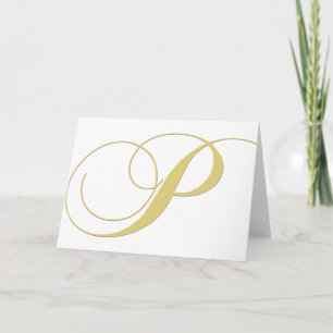 Monogram Letter P Golden Single Notitiekaartje