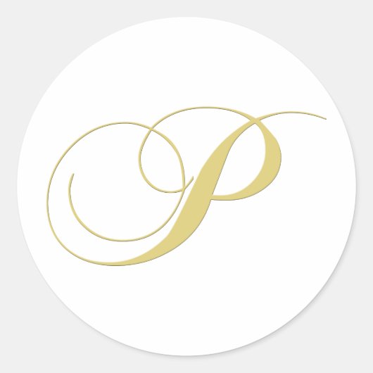Monogram Letter P Golden Single Ronde Sticker (Voorkant)