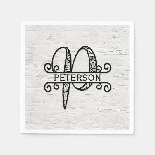 Monogram Letter P met familienaam Servet (Voorkant)