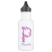 Monogram letter P naam orchidee roze paars Waterfles (Links)