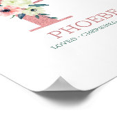 Monogram Letter P Roze Waterverf Floral Neursery Poster (Hoek)