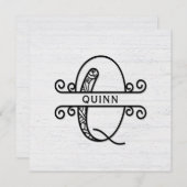 Monogram Letter Q met Kaart familienaam Note Notitiekaartje (Voorkant / Achterkant)