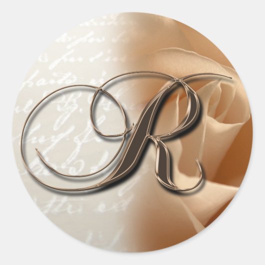 Monogram Letter R Bruiloft Envelop Afdichting Ronde Sticker (Voorkant)