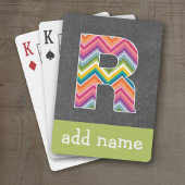 Monogram Letter R - Chalkboard en Bright Chevrons Speelkaarten