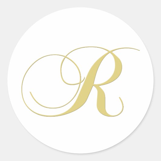 Monogram Letter R Golden Single Ronde Sticker (Voorkant)