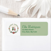 Monogram Letter R :Kerstkrans w / Kerstman Etiket (Insitu)