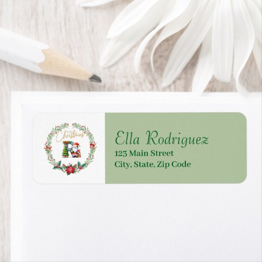 Monogram Letter R :Kerstkrans w / Kerstman Etiket (Insitu)