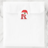 Monogram letter R, Kerstman hoed Kerstmis Ronde Sticker (Tas)