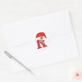 Monogram letter R, Kerstman hoed Kerstmis Ronde Sticker (Envelop)
