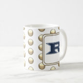 Monogram Letter R Polka Dot Bold Blue Initiaal Koffiemok (Voorkant rechts)