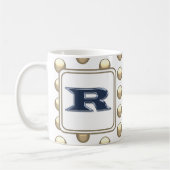 Monogram Letter R Polka Dot Bold Blue Initiaal Koffiemok (Links)