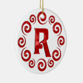Monogram Letter R Rood Keramisch Ornament (Rechts)
