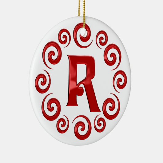 Monogram Letter R Rood Keramisch Ornament (Rechts)