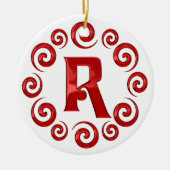 Monogram Letter R Rood Keramisch Ornament (Voorkant)