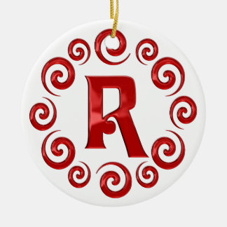 Monogram Letter R Rood Keramisch Ornament