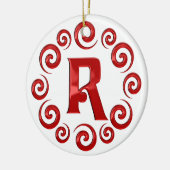 Monogram Letter R Rood Keramisch Ornament (Links)