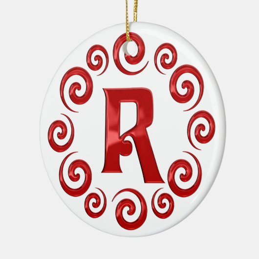 Monogram Letter R Rood Keramisch Ornament (Links)