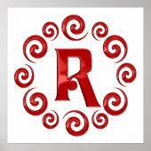 Monogram Letter R Rood Poster (Voorkant)