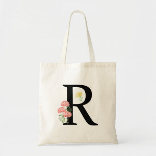 Monogram letter R watercolor bloemen modern chic Tote Bag