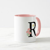 Monogram Letter R waterverf bloemen moderne film Mok (Voorkant rechts)