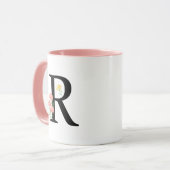 Monogram Letter R waterverf bloemen moderne film Mok (Voorkant links)