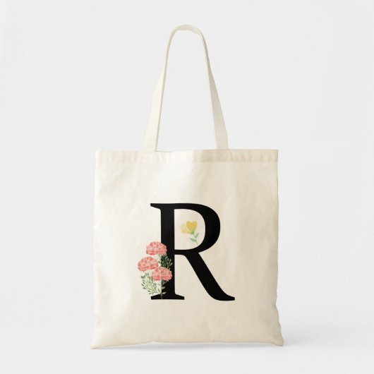 Monogram Letter R waterverf bloemen moderne film Tote Bag (Voorkant)