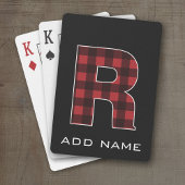 Monogram Letter R - Zwart en rood buffel Speelkaarten