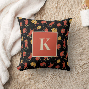 Monogram Letter Retro Spooky Halloween Patroon Kussen
