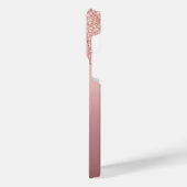 Monogram Letter Roos Blush Glitter iPhone Case Hoesje (Linkerkant)