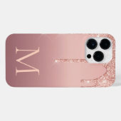 Monogram Letter Roos Blush Glitter iPhone Case iPhone Hoesje (Achterkant horizontaal)
