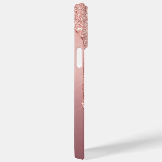 Monogram Letter-Roos Blush Glitter Sparkle Drivers Case-Mate iPhone Case (Achterkant / Rechts)