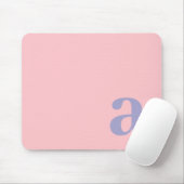 Monogram Letter Roze & Blauw Minimalistisch Muismat (Met muis)