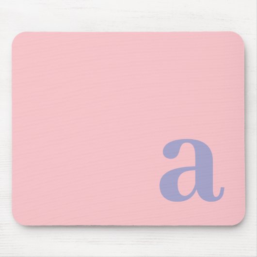 Monogram Letter Roze & Blauw Minimalistisch Muismat (Voorkant)