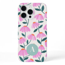 Monogram Letter Roze Bloem Daisies Patroon 