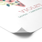 Monogram Letter/Roze Waterverf Floral Nursery Poster (Hoek)