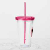 Monogram Letter Roze Waterverf Meisje Acryl Drinkbeker (Rechts)