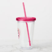 Monogram Letter Roze Waterverf Meisje Acryl Drinkbeker (Links)