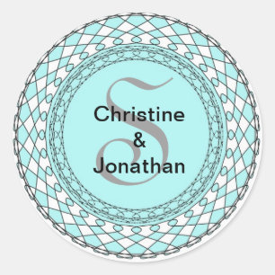 Monogram Letter S Blauw Bruiloft Envelop Afdichtin Ronde Sticker