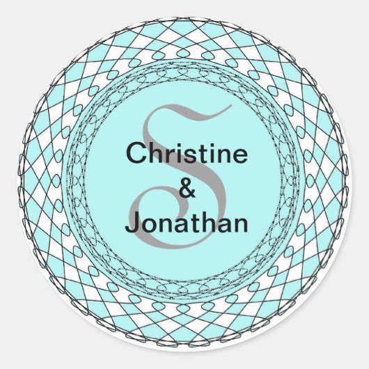 Monogram Letter S Blauw Bruiloft Envelop Afdichtin Ronde Sticker (Voorkant)