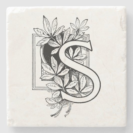 Monogram Letter 'S' Collage Stenen Onderzetter (Voorkant)