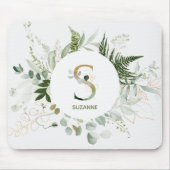 Monogram Letter S Fern & Succulent Muismat (Voorkant)