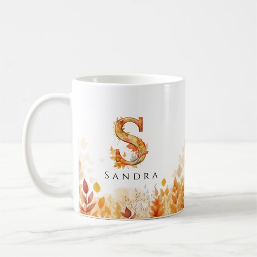 Monogram Letter S Herfstbladeren Koffiemok (Links)