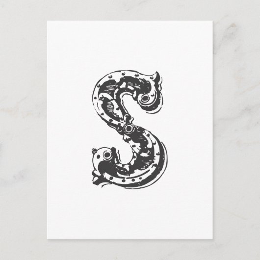 Monogram Letter S in zwart Briefkaart (Voorkant)