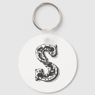 Monogram Letter S in zwart Sleutelhanger