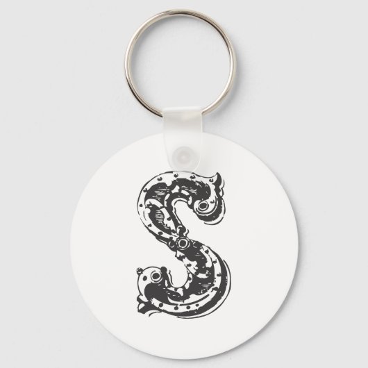Monogram Letter S in zwart Sleutelhanger (Voorkant)