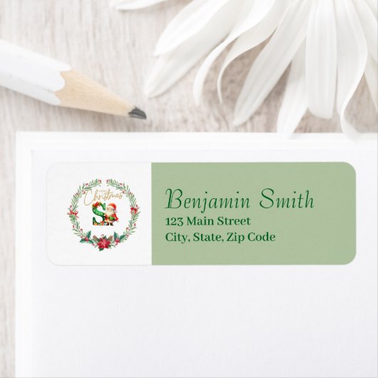 Monogram Letter S :Kerstkrans w / Sinterklaas Etiket (Insitu)