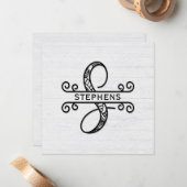 Monogram letter S met familienaam Notitiekaartje (Voorkant / Achterkant in situ)